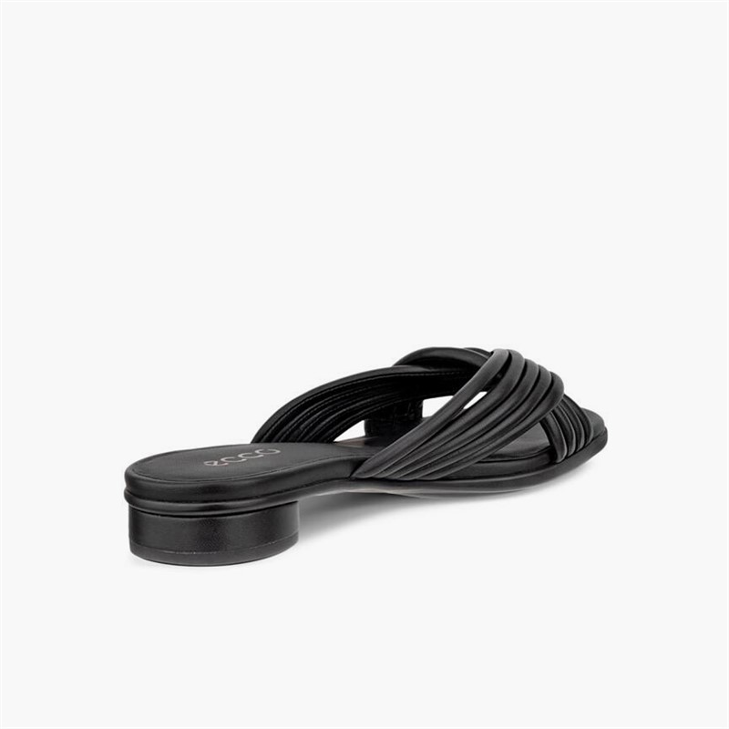 ECCO Kvinder skulpturerede alba læder krydsrem slide sandaler Sort
