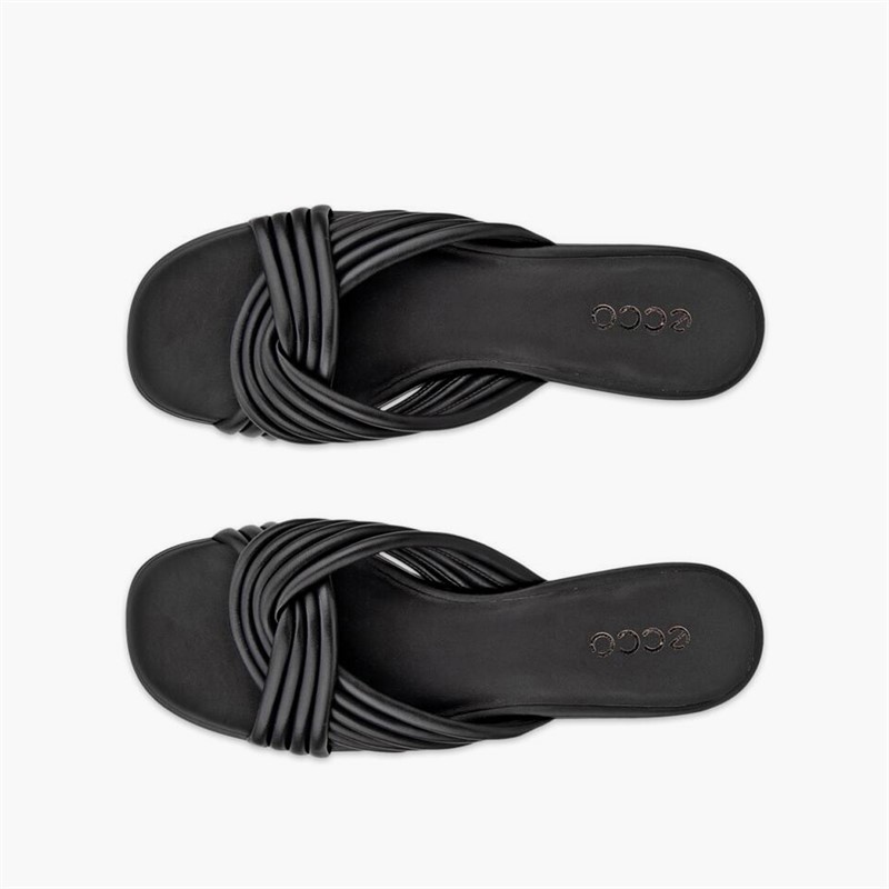 ECCO Kvinder skulpturerede alba læder krydsrem slide sandaler Sort