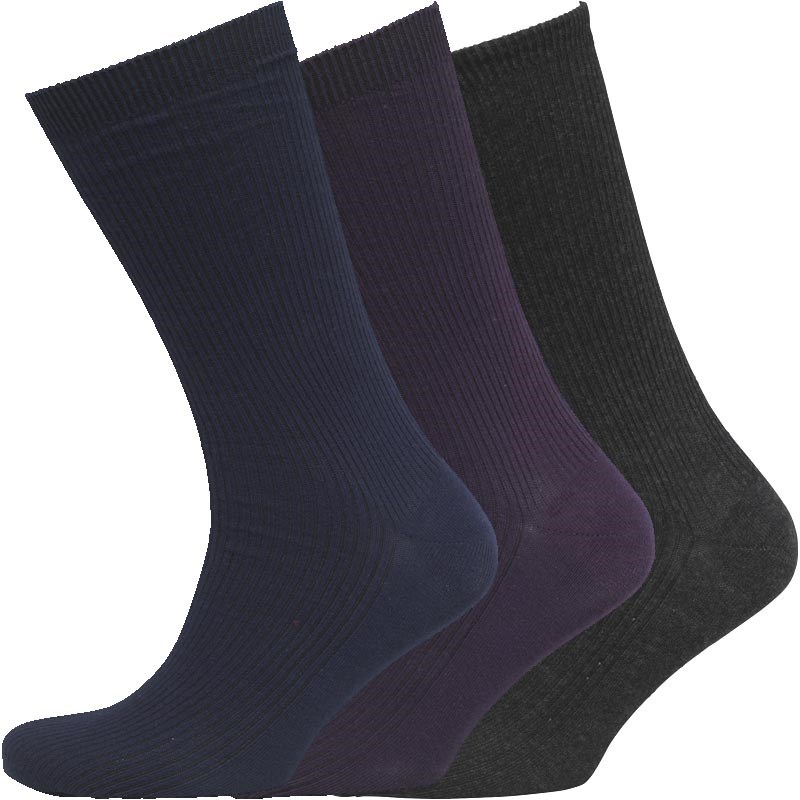 Fox & King Mens Three Pack Rib Socks Purple Fox & King Mens Three Pack Rib Socks Purple