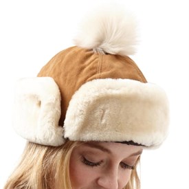 UGG Bonnet Pom Heritage Femme Brun Clair