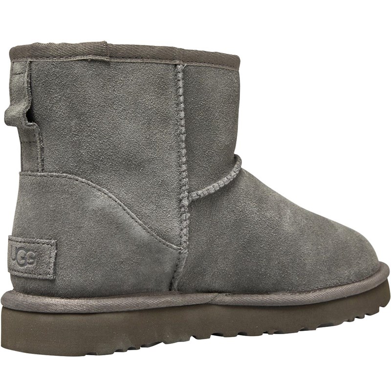 Buy UGG Womens Classic Mini UGG Rubber Logo Classic Boots Grey