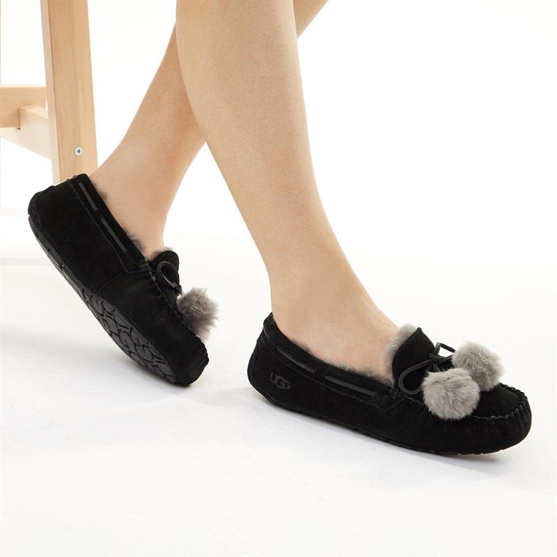 Buy UGG Womens Dakota Bow Pom Slippers Black