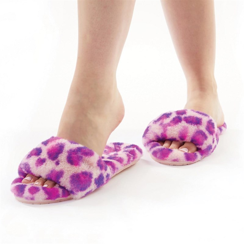 UGG® Womens Fluff Slide II Leopard Slippers Berrylicious Leopard