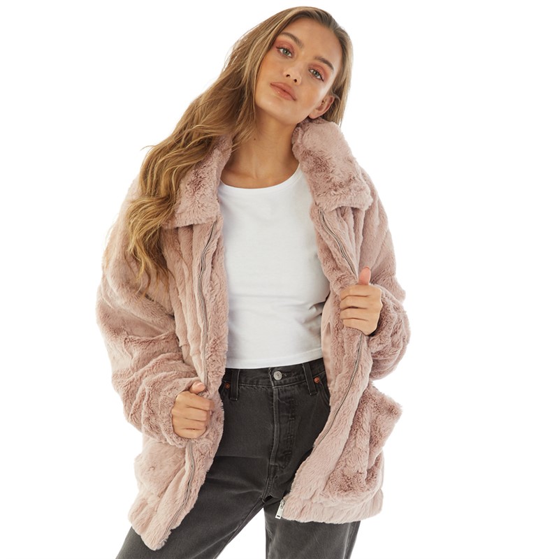 UGG® Womens Kianna Faux Fur Jacket Fawn