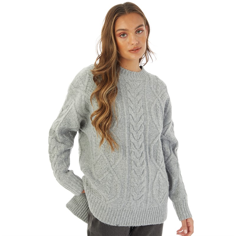 UGG® Womens Raelee Long Cable Knit Jumper Grey Heather