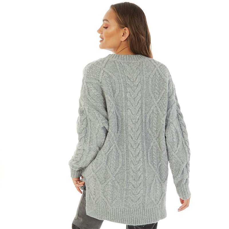 UGG® Womens Raelee Long Cable Knit Jumper Grey Heather