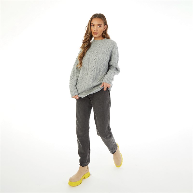 UGG® Womens Raelee Long Cable Knit Jumper Grey Heather