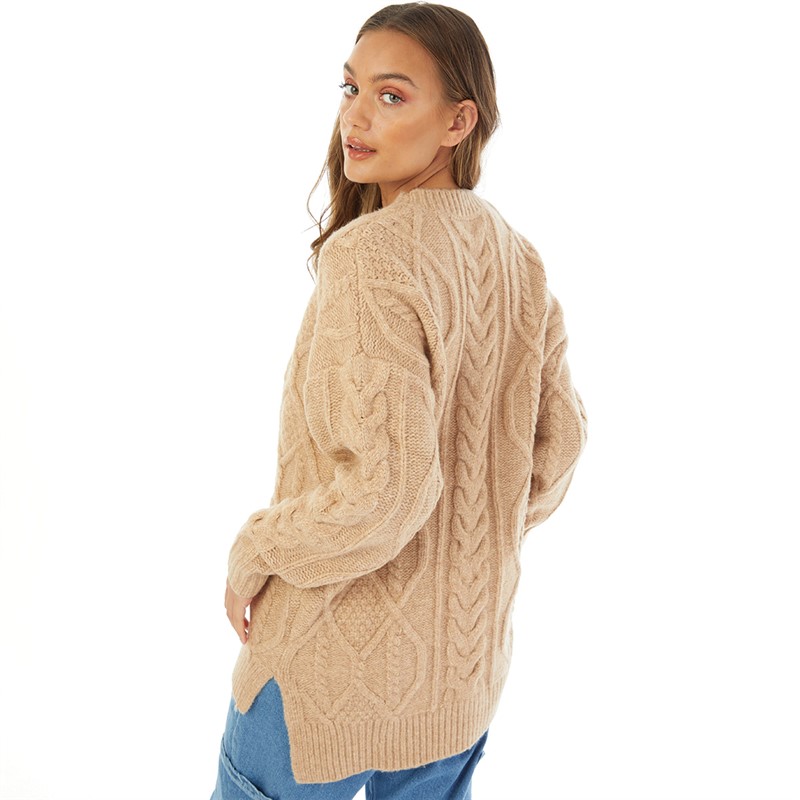 UGG® Womens Raelee Long Cable Knit Jumper Camel