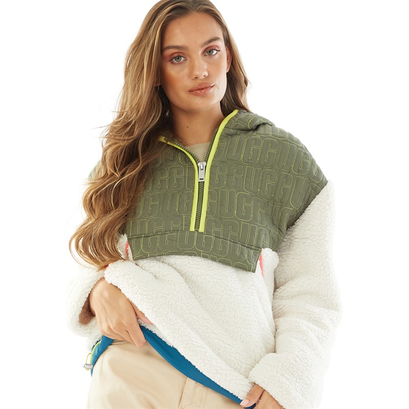 UGG® Womens Iggy Sherpa Half Zip Pullover Natural Multi