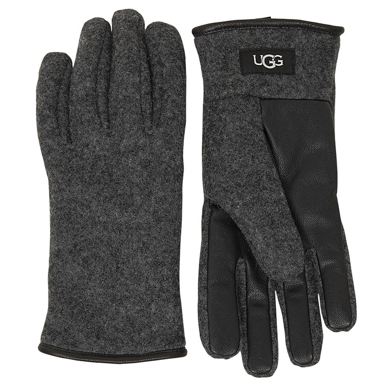 UGG® Mens Fabric Tech Gloves Charcoal