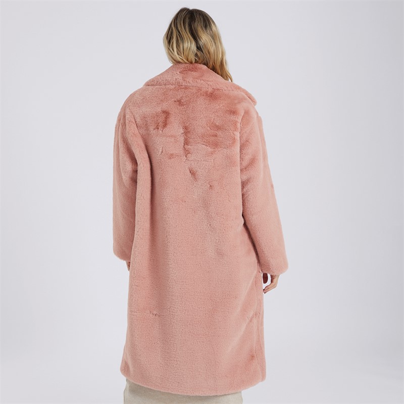 UGG® Womens Avaline Faux Fur Coat Burnt Coral