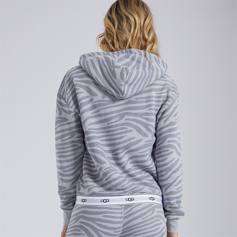 UGG® Womens Lawna Print Hoodie Cloudy Grey Zebra