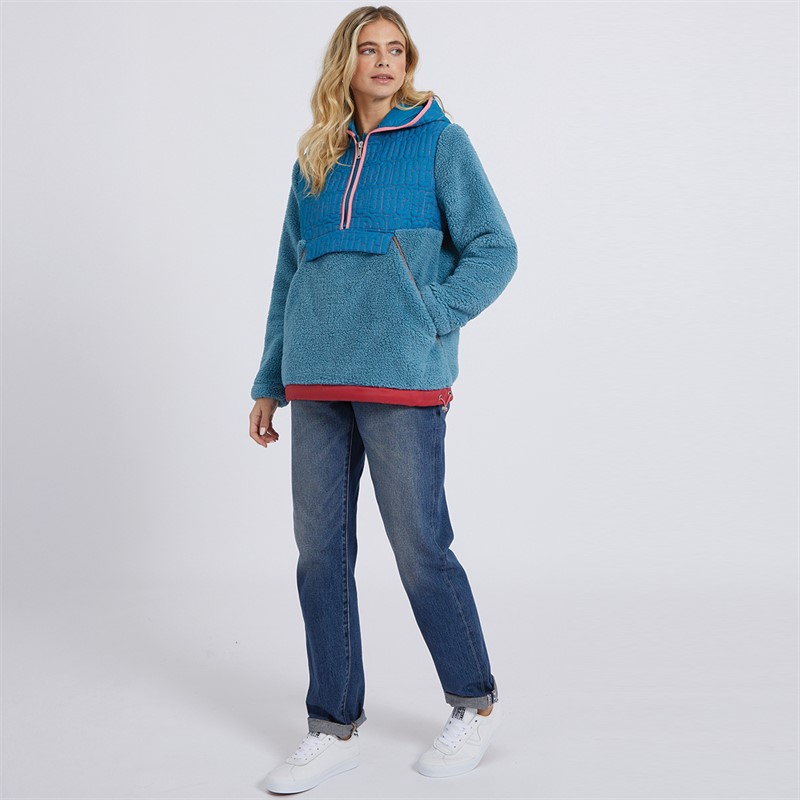 UGG® Womens Iggy Sherpa Half Zip Coat Mediterranean Blue Multi