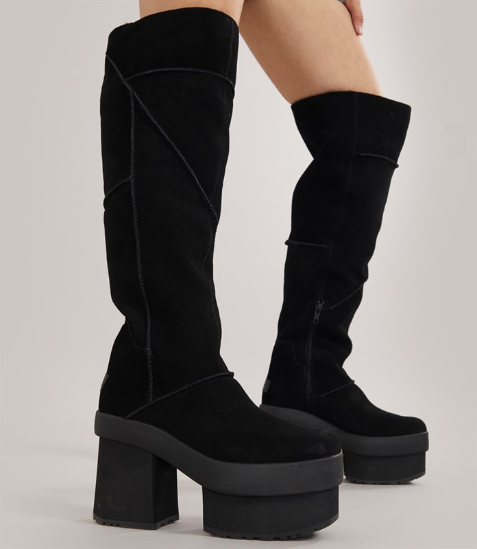 UGG® Womens New Heights Platform Xtra Knee High Boots Black