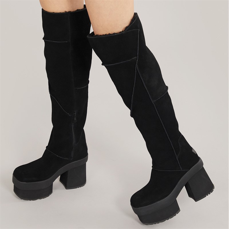 UGG® Womens New Heights Platform Xtra Knee High Boots Black
