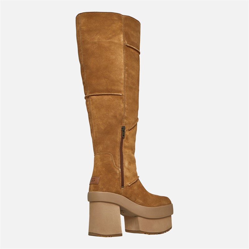 UGG® Womens New Heights Platform Xtra Knee High Boots Chestnut