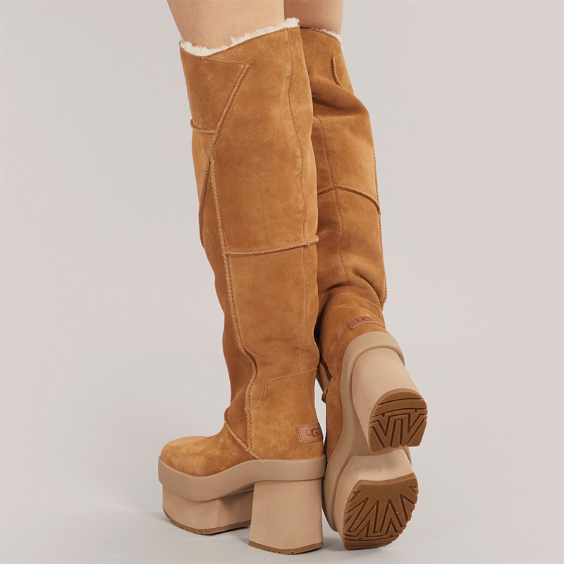 UGG® Womens New Heights Platform Xtra Knee High Boots Chestnut