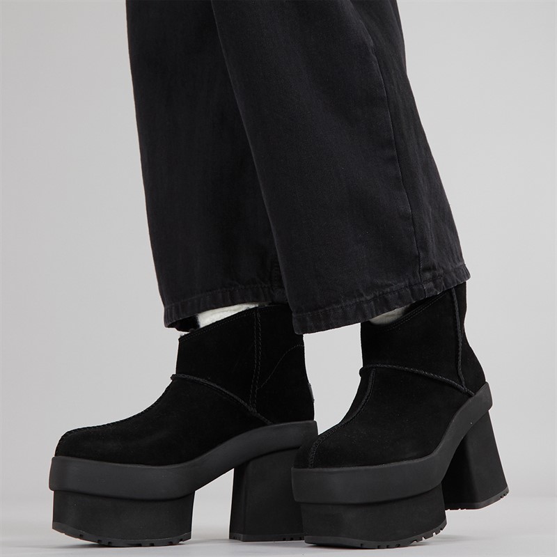UGG Womens New Height Platform Mini Boots Black - Size 5
