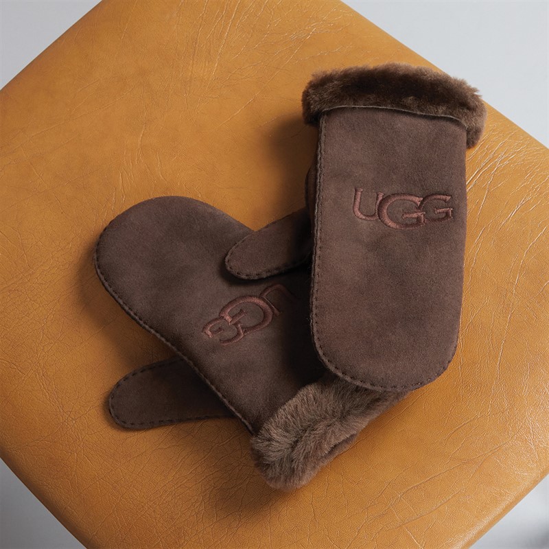 UGG® Womens Sheepskin Mittens Brown