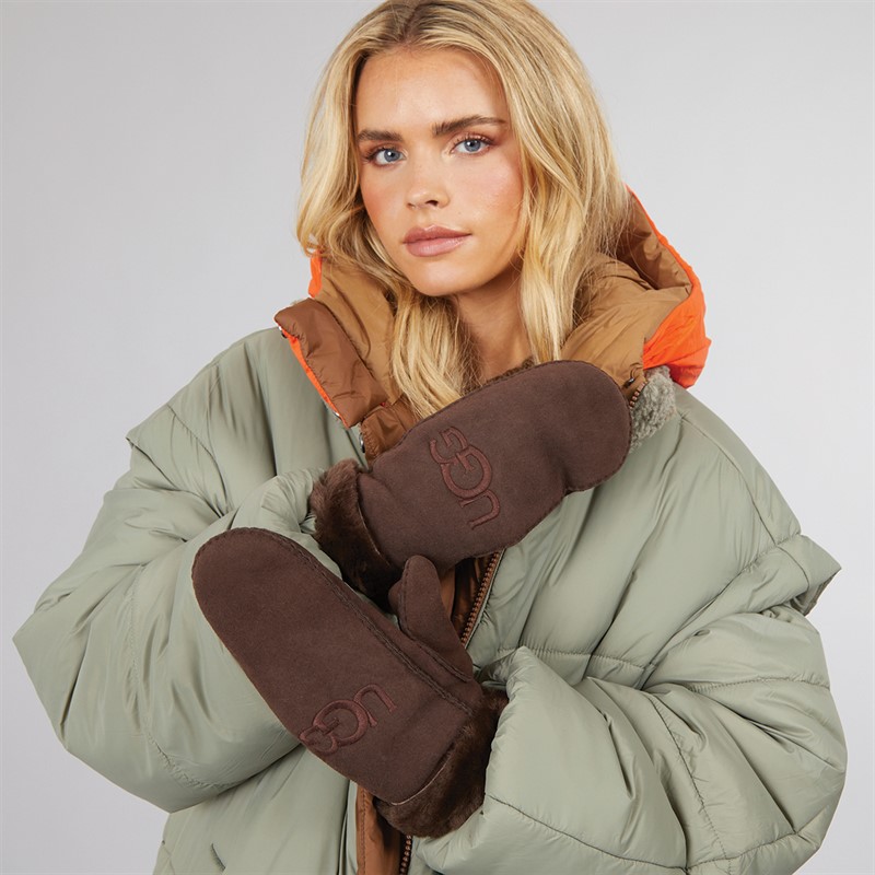 UGG® Womens Sheepskin Mittens Brown