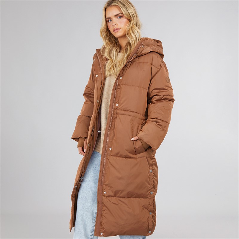 UGG Womens Keely Long Puffer Coat Dark Chestnut - Size XS