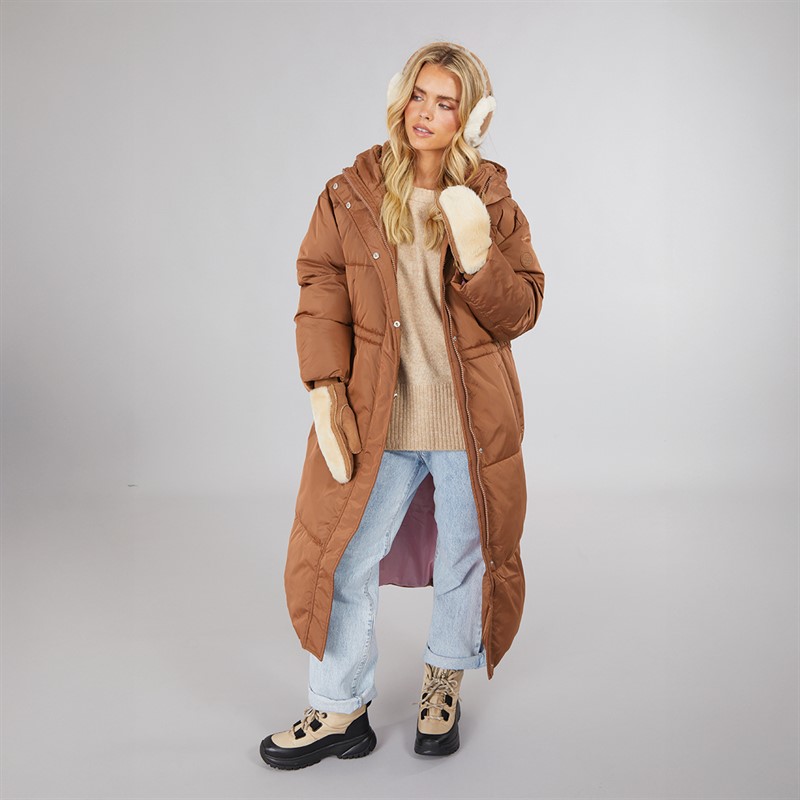 UGG® Womens Keely Long Puffer Coat Dark Chestnut
