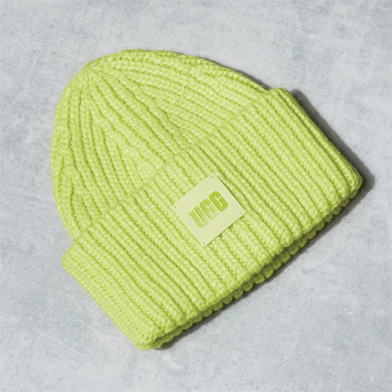 UGG Womens Chunky Rib Beanie Tennis Green - Size OS