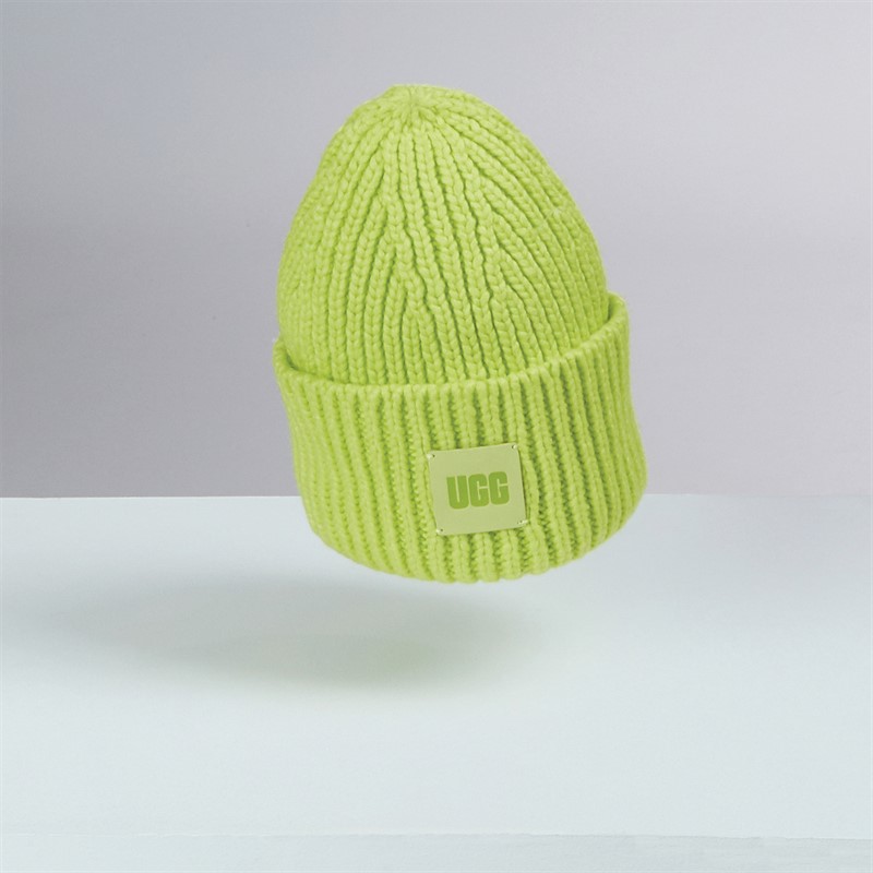 UGG® Womens Chunky Rib Beanie Tennis Green