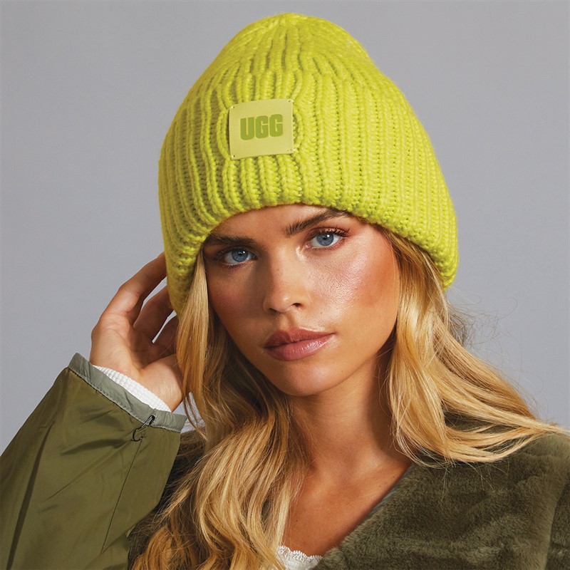 UGG® Womens Chunky Rib Beanie Tennis Green