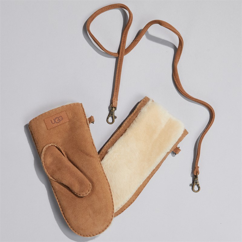 UGG® Womens Sheepskin Mittens Chestnut