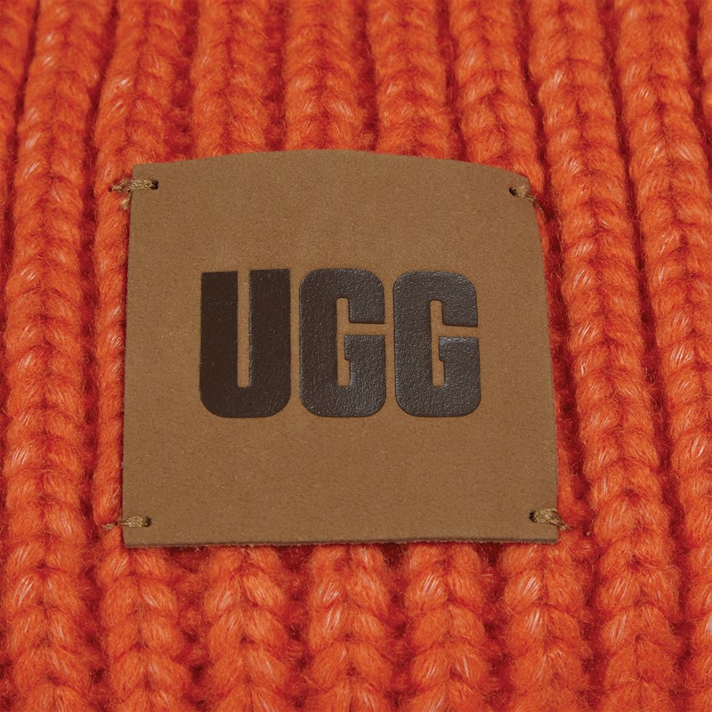 UGG® Womens Chunky Rib Beanie Orange Soda