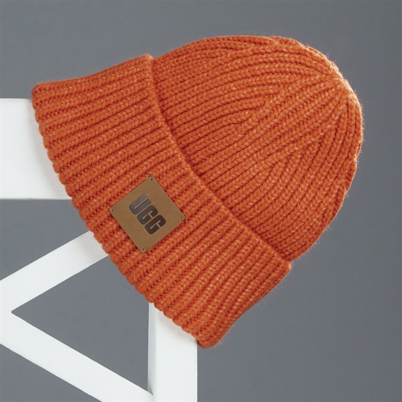 UGG® Womens Chunky Rib Beanie Orange Soda