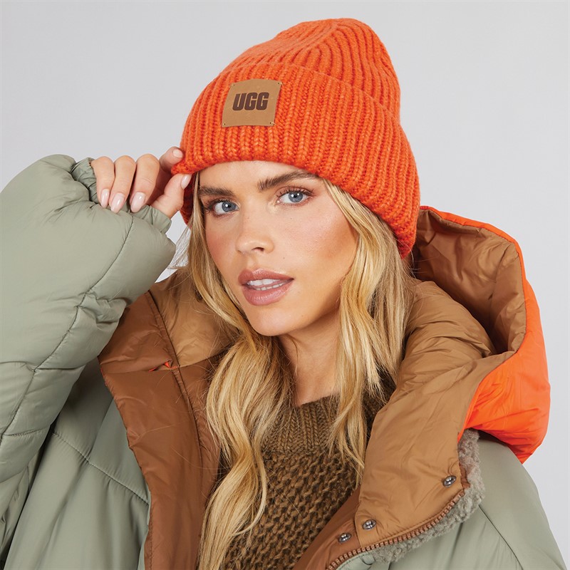 UGG® Womens Chunky Rib Beanie Orange Soda
