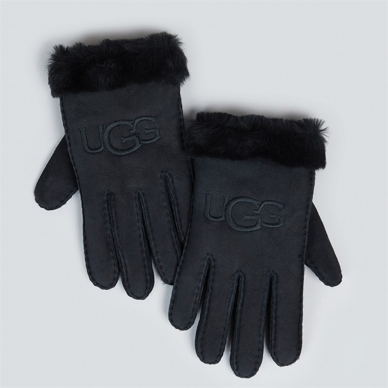 UGG Womens Shearling Gloves Black - Size M