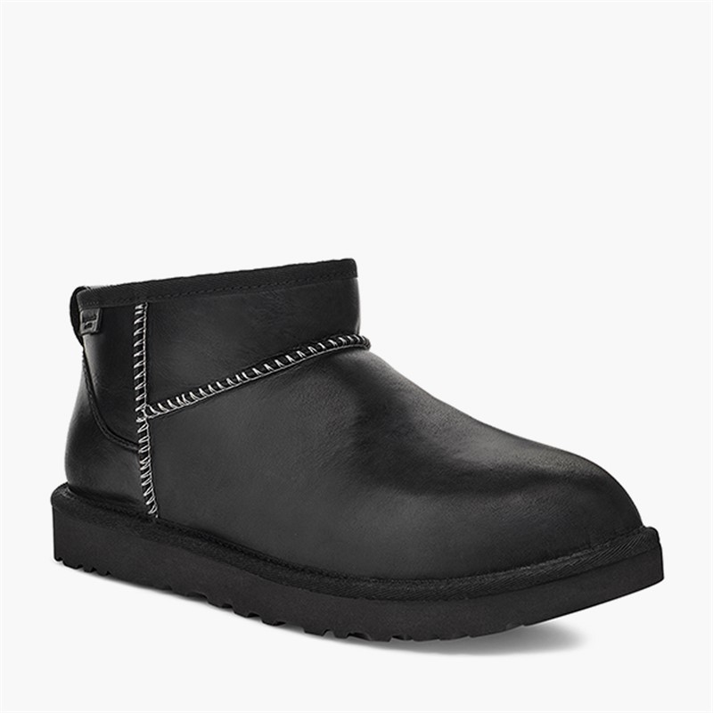 UGG® Mens Classic Ultra Mini Leather Regenerate Boots Black