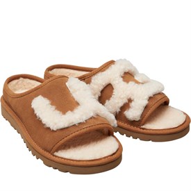 Image of UGG Womens Slide Slippers Chestnut/Natural