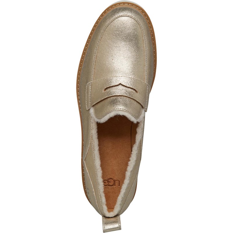Buy UGG Womens Atwater Metallic Loafers Gold