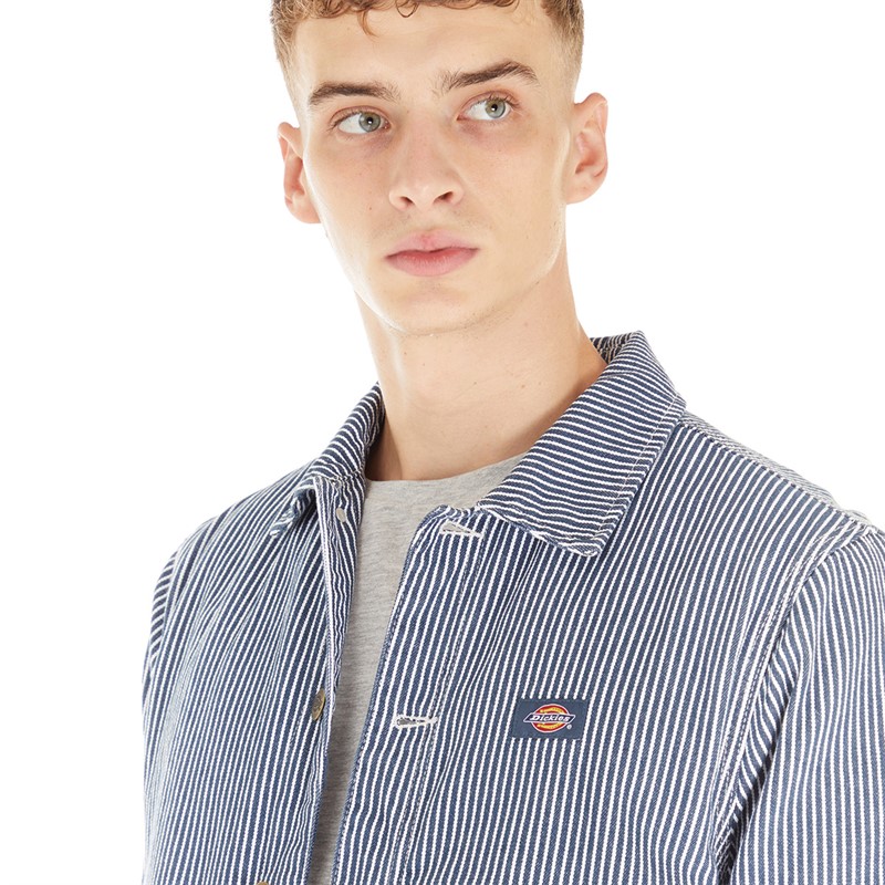 Dickies Mens Hickory Coach Jacket Airforce Blue Hickory