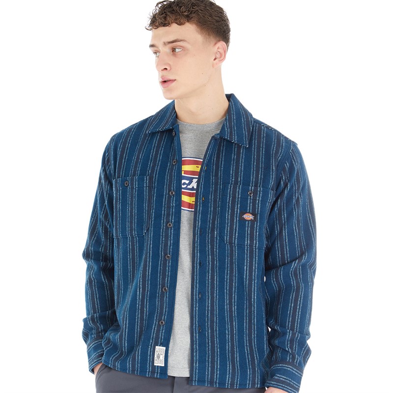 Dickies Mens Hope Stripe Shirt Western Stripe Dark