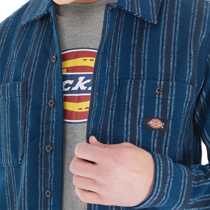 Dickies Mens Hope Stripe Shirt Western Stripe Dark