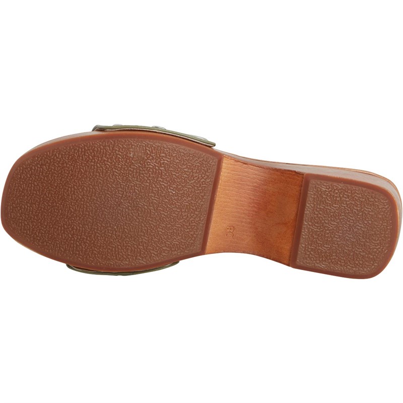 Khaki Platform Clog Shoes with Accessory Detail main image 0