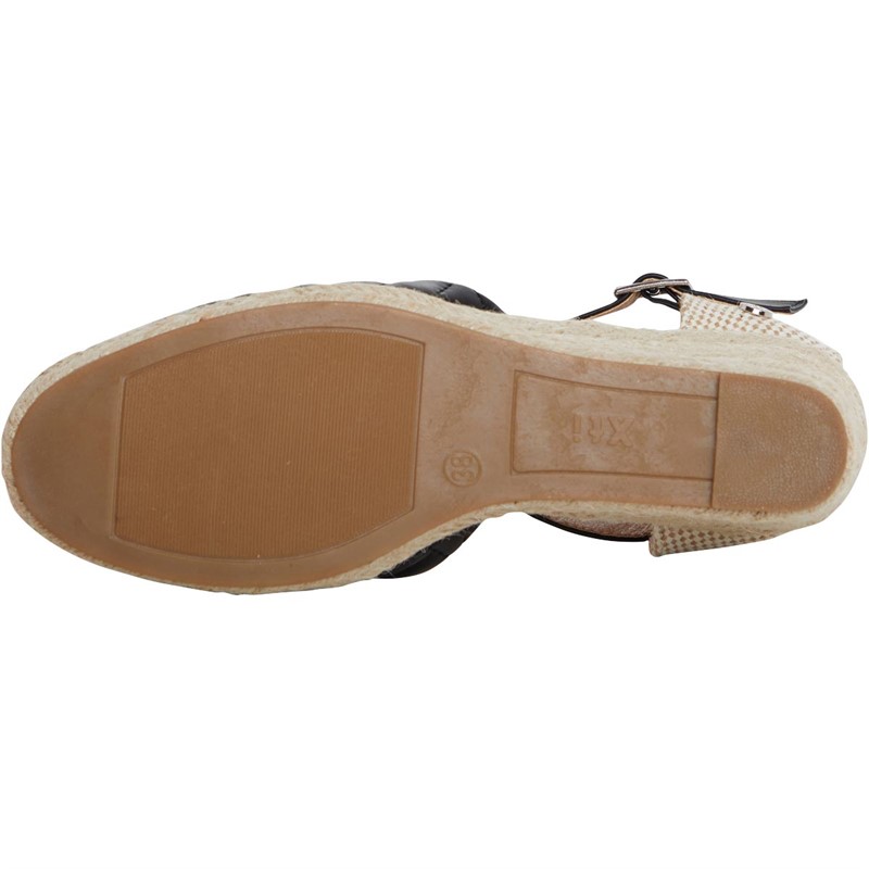 Xti Womens Wedge Espadrille Sandals Black
