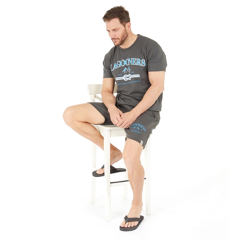 Lagooners Mens Flag Shorts Charcoal