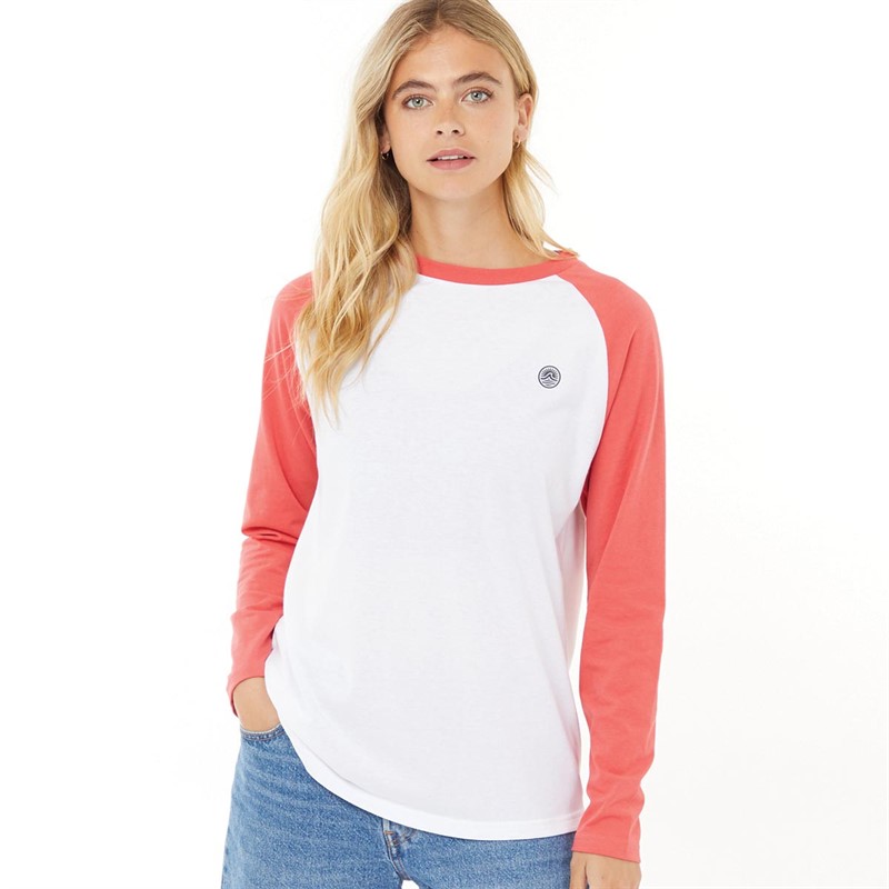 Lagooners Womens Sunrise Long Sleeve T-Shirt White/Coral