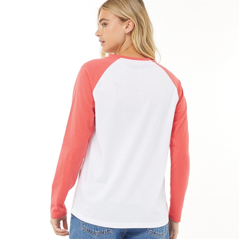 Lagooners Womens Sunrise Long Sleeve T-Shirt White/Coral