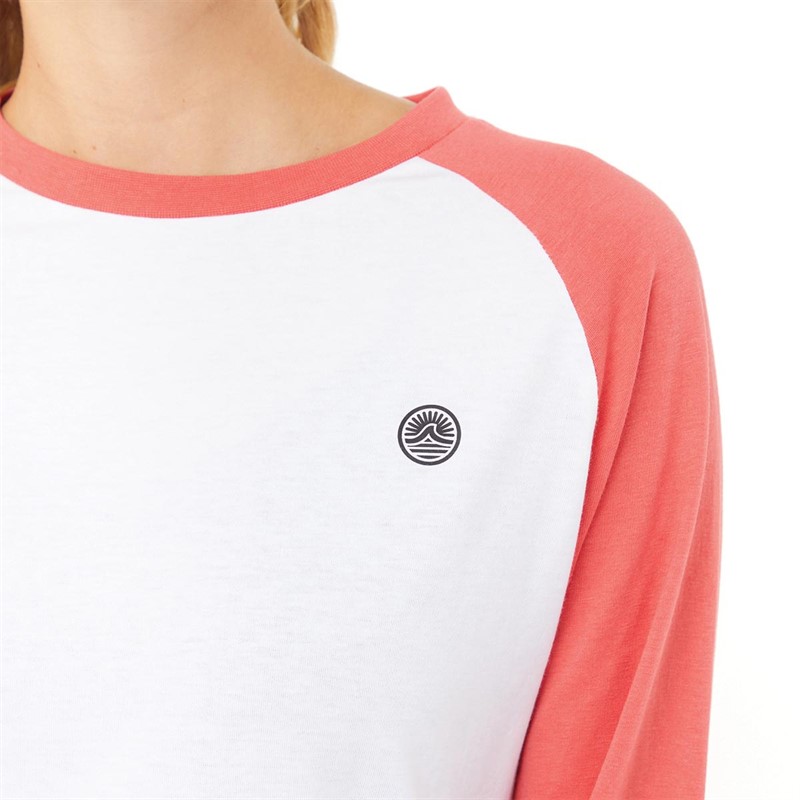 Lagooners Womens Sunrise Long Sleeve T-Shirt White/Coral