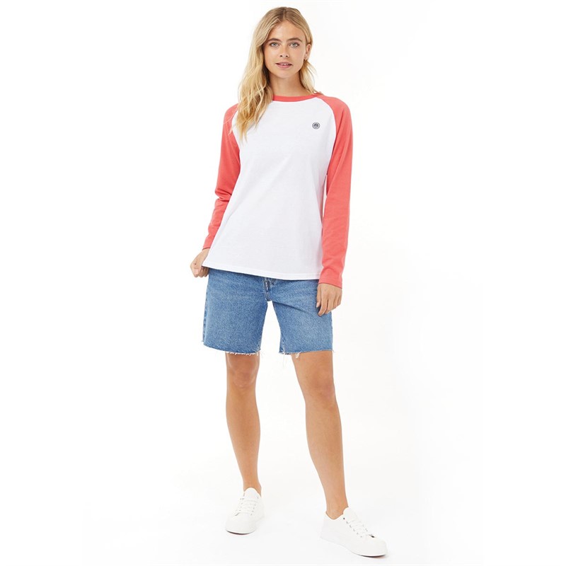 Lagooners Womens Sunrise Long Sleeve T-Shirt White/Coral