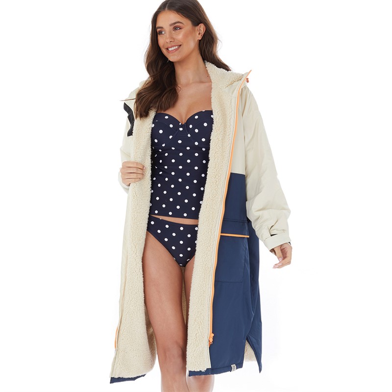 Lagooners Womens Changing Robe Stone And Navy