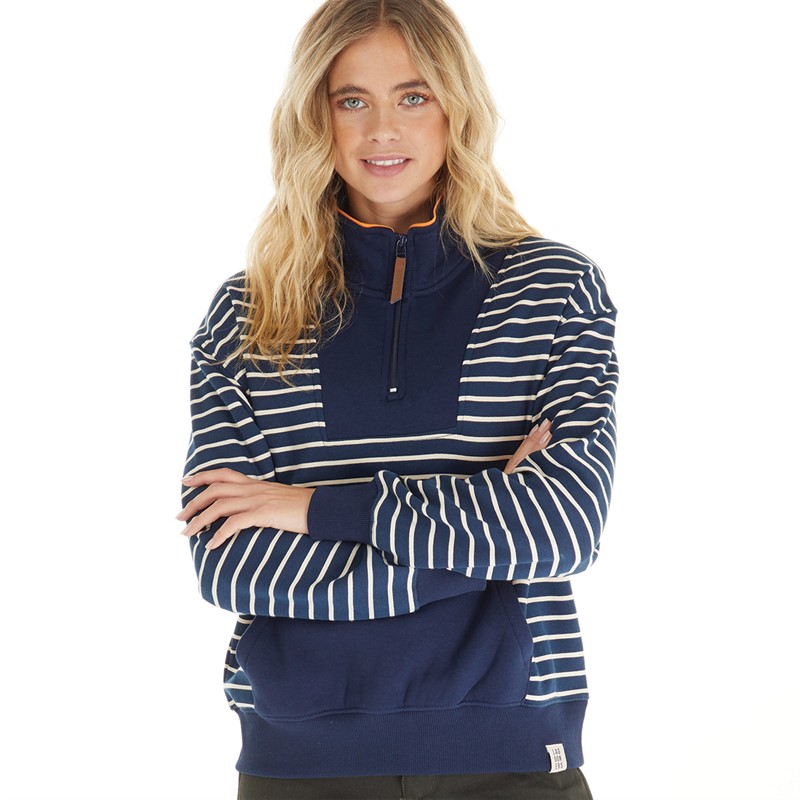 Lagooners Womens Phoebe Zip Neck Sweatshirt Navy/White