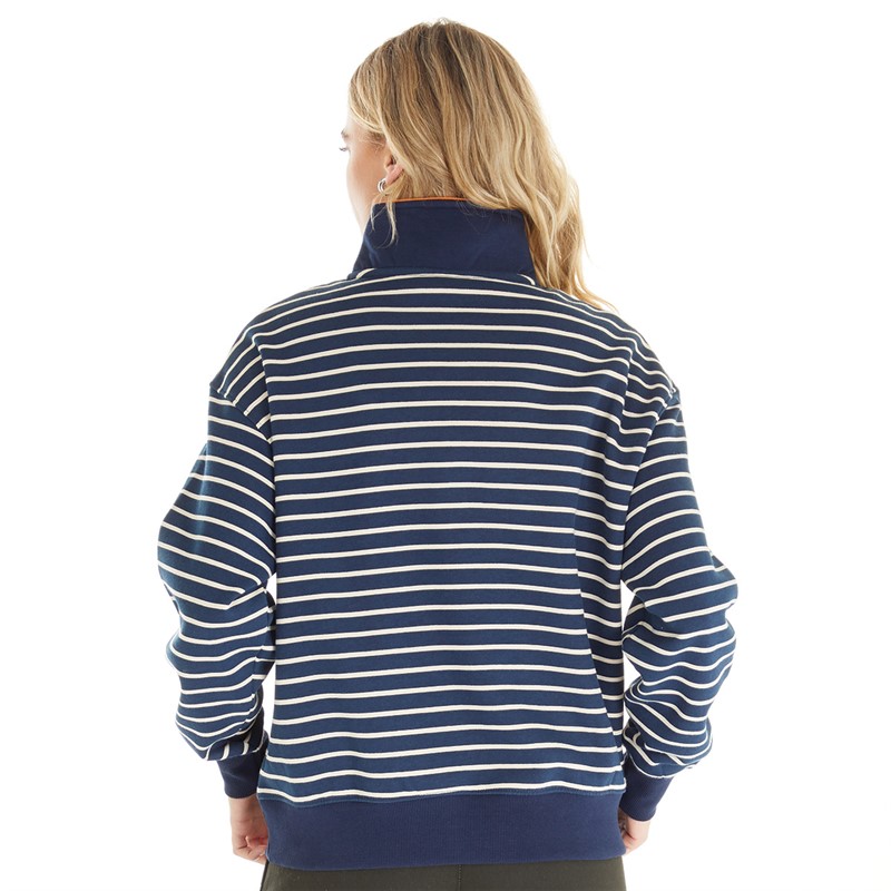 Lagooners Womens Phoebe Zip Neck Sweatshirt Navy/White